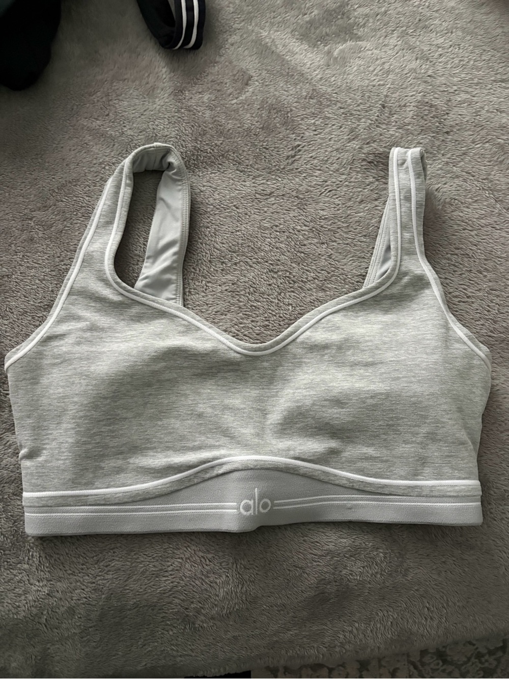 ALO Yoga Light Gray Seamless Scoop-Neck Sports Bra